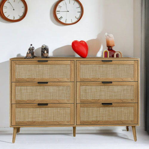 Bay Isle Home Aghavni 6 Drawer Rattan Dresser Wayfair